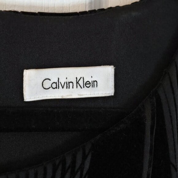 Calvin Klein Black Flocked Geometric Fit & Flare Dress | With Pockets! - Picture 3 of 10